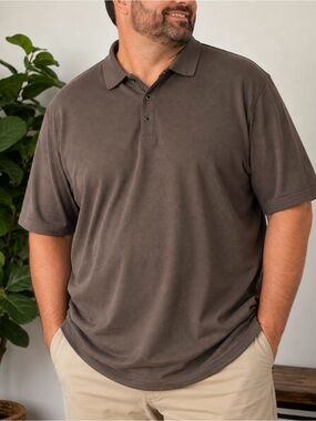 Tommy Bahama XXL Textured Polo Shirt Brown Modal Blend
